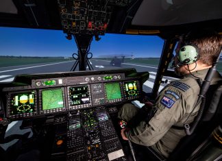 CAE to provide Prodigy Image Generator update on NH90 training suites RNZAF CAE 700MR NH90 simulator cockpit 1 scaled