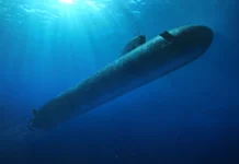 Japan defence agency sponsors NEC work on underwater accoustics Aukus submarine seen from underwater cgi render